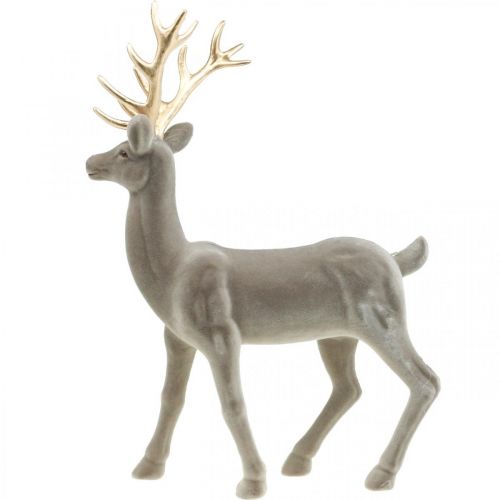 Artikel Dekorativ hjort dekorativ figur dekorativ renflockade grå H46cm