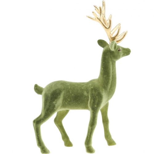 Artikel Dekorativ hjort dekorativ figur dekorativ ren flockade grön H37cm
