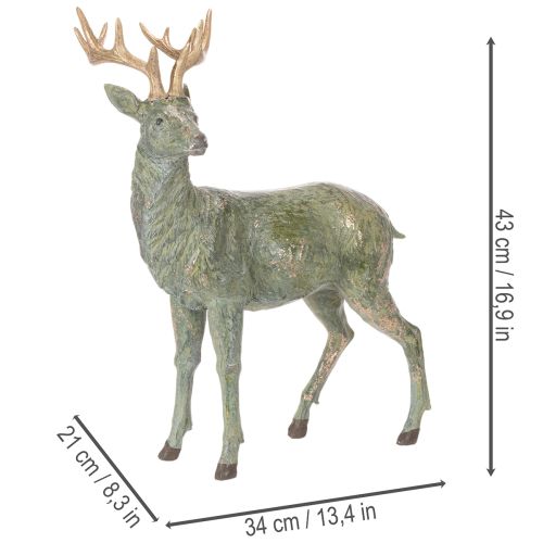 Hjortfigur, dekorativ, stående, detaljerad, 43 cm | Floristik24.se