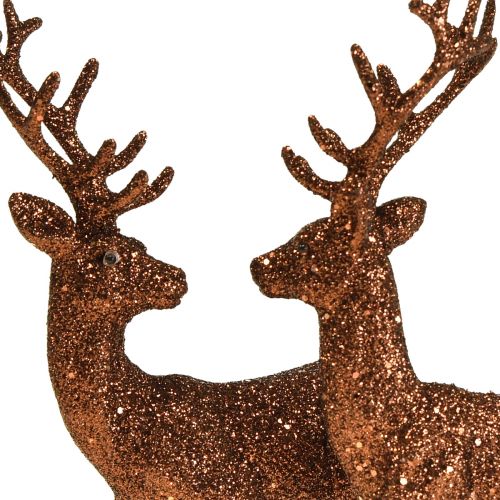 Floristik24 Deer deco ren koppar glitter kalv deco figur H20,5 cm set om 2