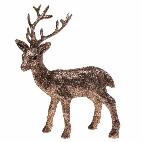 Floristik24 Dekorativt rådjur glitter koppar 14cm 4st