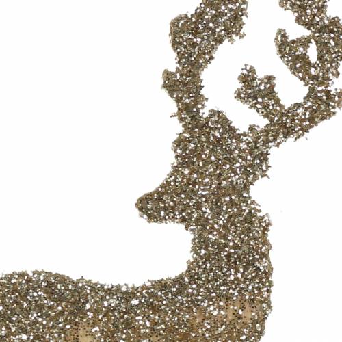 Artikel Dekorativ plugg rådjur glitter guld assorterad 8/10cm 18 st