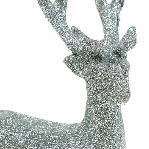 Floristik24 Dekorativt rådjur silverglitter 9cm x 16cm