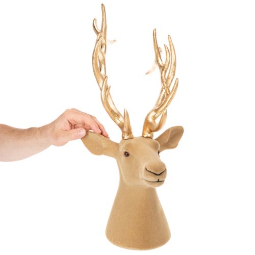 Dekorativ hjorthuvudskulptur med stora horn, 52 cm | Floristik24.se