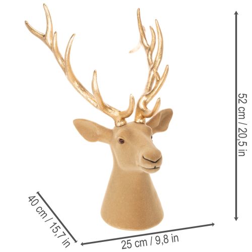 Dekorativ hjorthuvudskulptur med stora horn, 52 cm | Floristik24.se
