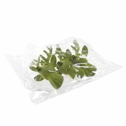 Artikel Dekorativt rådjurshuvud flockat mossgrönt 10cm x 20cm 3 st