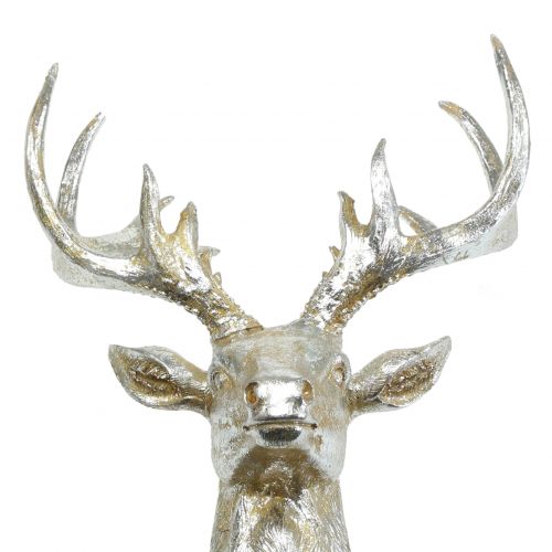 Floristik24 Hjorthuvud för väggdekoration guld, silver 22cm x 32cm