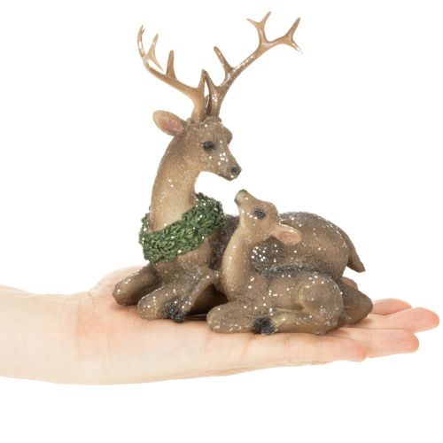 Dekorativ figur av en hjortfamilj med snö som vinterdekoration, 17 cm | Floristik24.se
