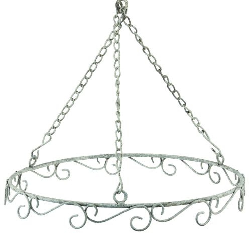 Hängande dekoration metall dekorativ ring vit shabby chic Ø30cm H30cm