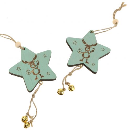 Floristik24 Hängare Star Mint 7cm L20cm 12 st