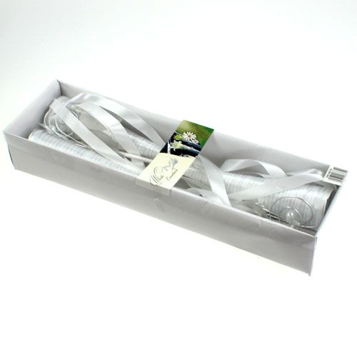 Floristik24 Satinväska vit 40cm 3st