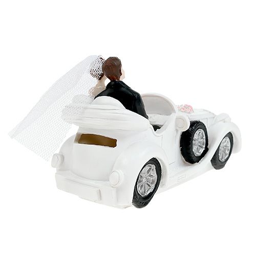 Floristik24 Bröllopsfigur brud och brudgum i en cabriolet 15cm