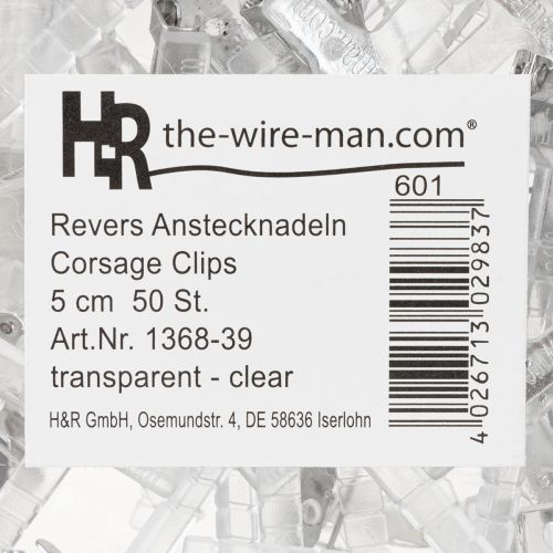 Artikel Bröllopsnålar transparenta/silverfärgade 5 cm 50 st