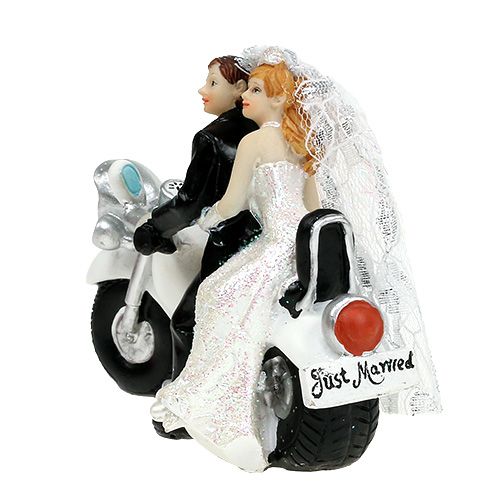 Floristik24 Bröllopsfigur brudparet på motorcykel 9 cm
