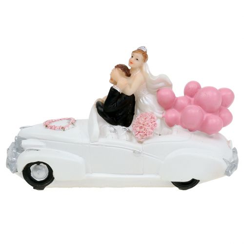 Floristik24 Bröllopsfigur bruden och brudgummen i bilen 16cm