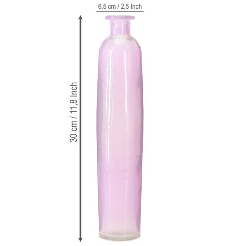 Artikel Hög blomstervas lila flaskor dekorativt glas Ø6,5cm H30cm