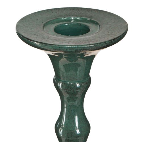 Artikel Hög ljusstake metall keramiskt utseende grön H49cm