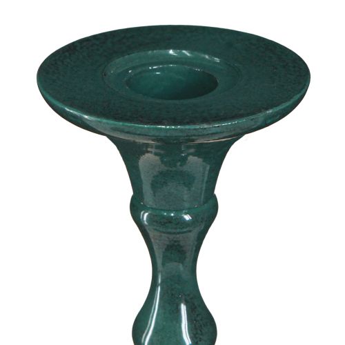 Artikel Hög ljusstake metallgrön keramisk look H38cm