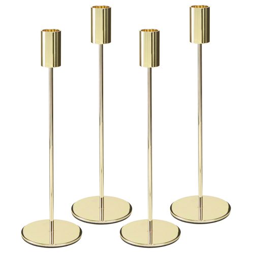 Artikel Hög ljusstake i guldfärgad metall 27,5 cm 4 stycken