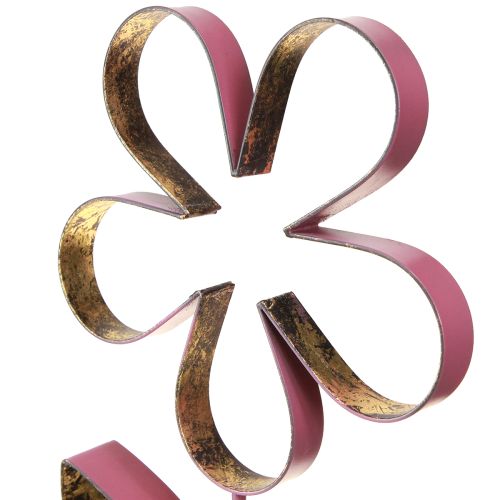 Artikel Dekorativ blomma i trä metall på bas gammal rosa guld H35cm