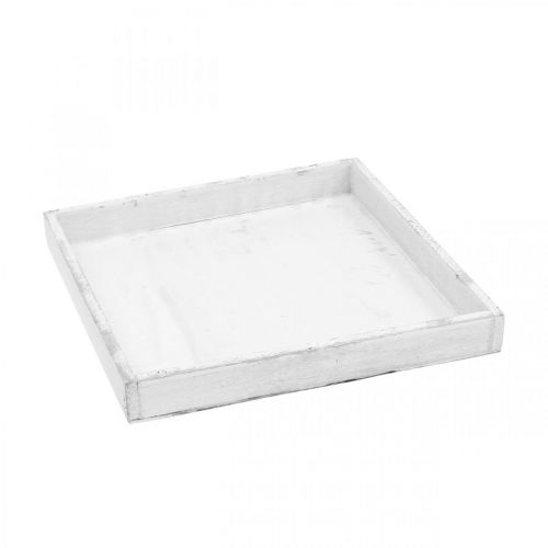 Floristik24 Dekorbricka vit fyrkantig träbricka shabby chic 24,5×24,5cm