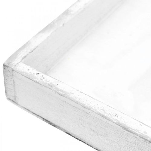 Floristik24 Dekorbricka vit fyrkantig träbricka shabby chic 24,5×24,5cm
