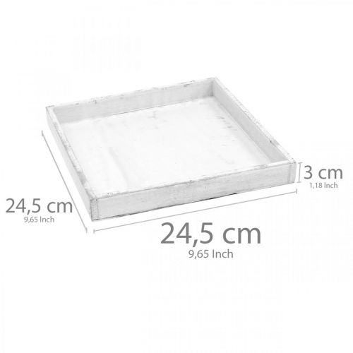 Floristik24 Dekorbricka vit fyrkantig träbricka shabby chic 24,5×24,5cm