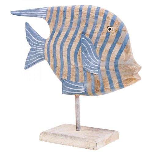 Floristik24 Träfisk deco stor, randig deco fisk stående H30cm