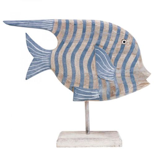 Träfisk deco stor, randig deco fisk stående H30cm