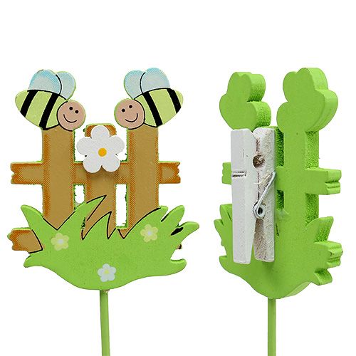 Floristik24 Träpluggstaket med djur 6,5 cm sort. 12st