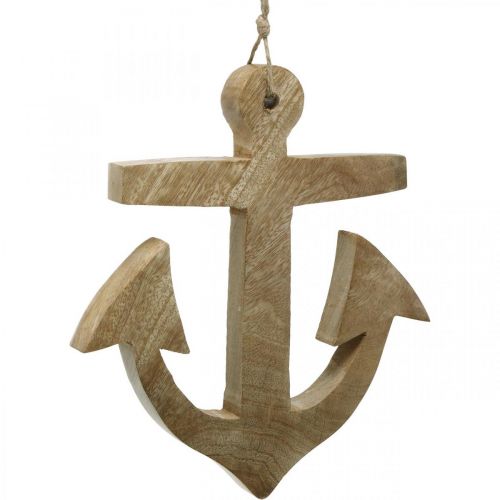 Artikel Hängande ankare Mango Wood Nautical Hanger Natural H24,5cm