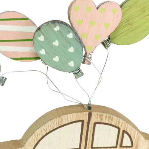 Floristik24 Träbil med ballonger 17cm x 15cm 2st