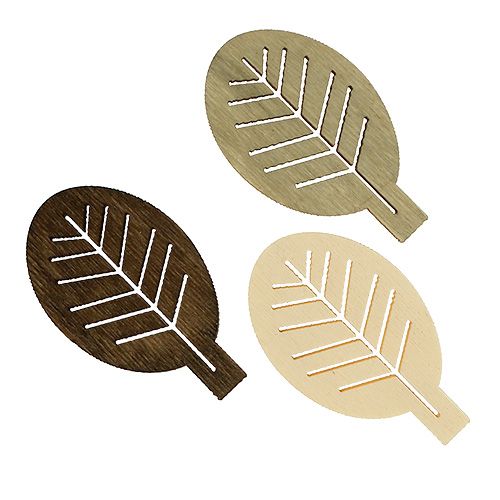 Floristik24 Träblad assorterad 4cm natur 72 st