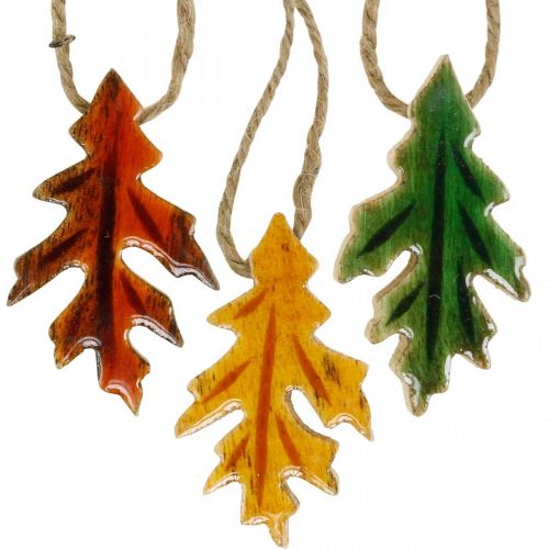 Dekorativa löv trä för upphängning av färgglad höstdekoration 6,5×4cm 12st