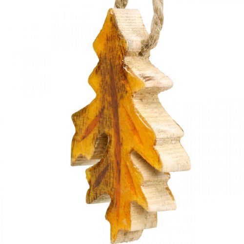 Artikel Dekorativa löv trä för upphängning av färgglad höstdekoration 6,5×4cm 12st