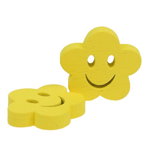 Floristik24 Träblomma med ansikte gul 2,5cm 48 st