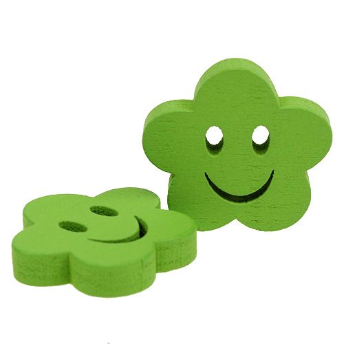 Artikel Träblomma med ansikte grön 2,5cm 48 st