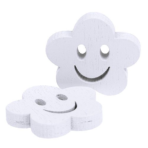 Artikel Träblomma med ansikte vit 2,5cm 48 st