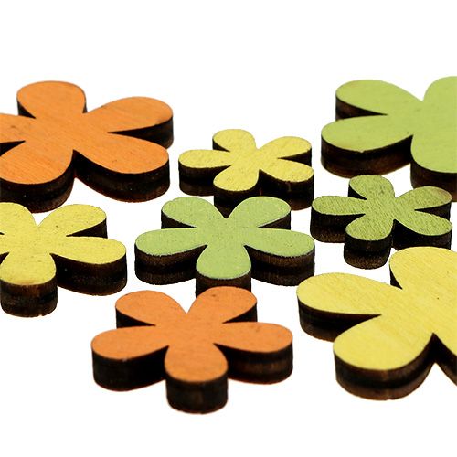 Floristik24 Träblomma 2-3,5cm orange, grön, gul 36st