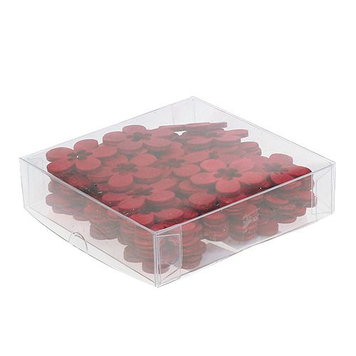 Floristik24 Träblommor röda 4cm 72 st