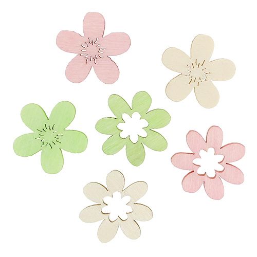Träblommor sprider dekoration Ø2cm pastell sortiment. 144St