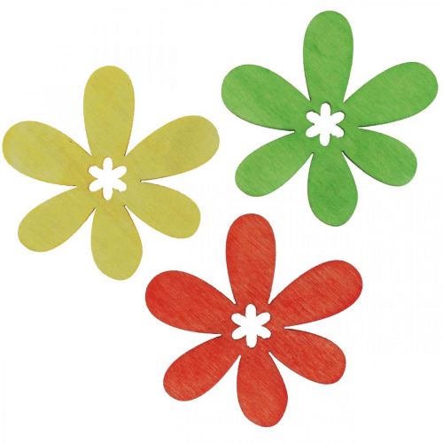 Artikel Träblommor spridda dekoration blommor trä gul/orange/grön Ø4cm 72 st