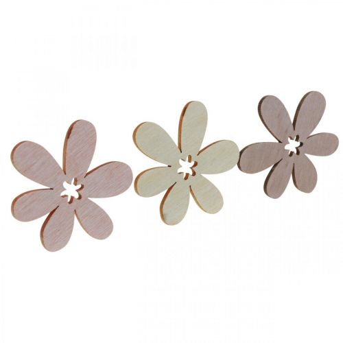 Träblommor sprider dekoration blommor trä beige/gul/rosa Ø4cm 72p