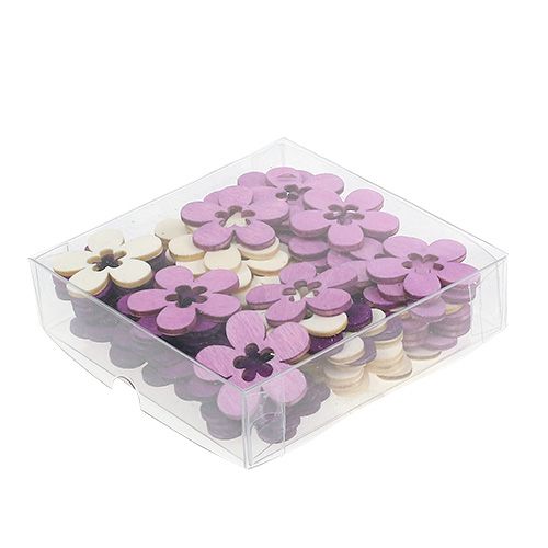 Floristik24 Blandade träblommor. Lila, vit 4cm 72 st