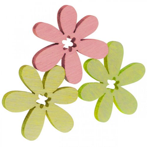 Artikel Träblommor sprider dekoration blommor trä gul/rosa/grön Ø2cm 144p