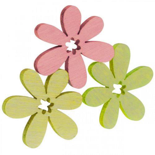 Artikel Träblommor Scatter Dekoration Blommor Trä Gul/Rosa/Grön Ø2cm 144 st