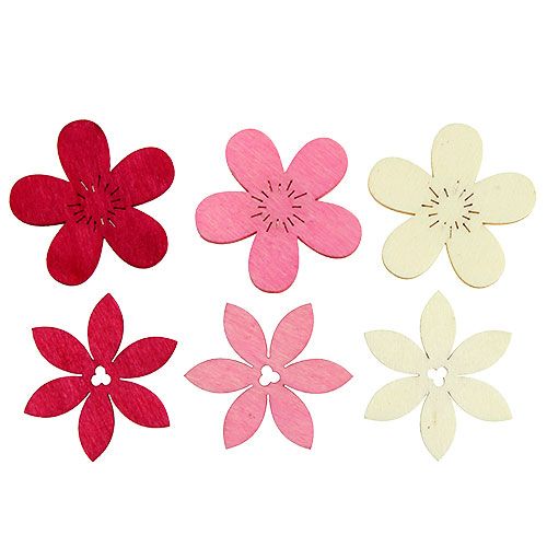 Floristik24 Träblommor 4cm rosa ass. 72 st
