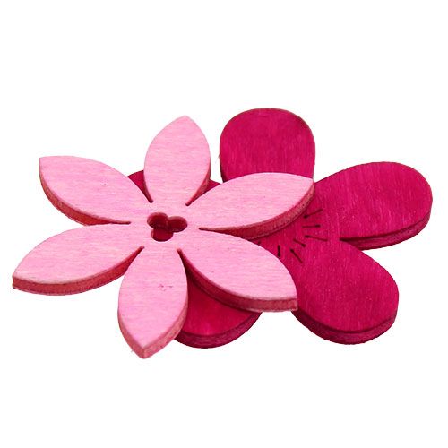 Floristik24 Träblommor 4cm rosa ass. 72 st