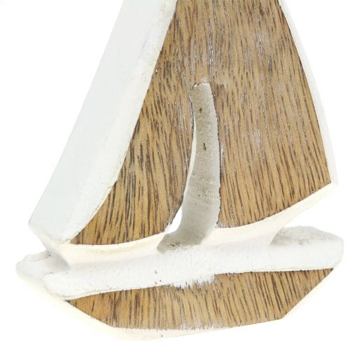 Floristik24 Dekobåt av mangoträ, vit, 10,5 cm x 8,5 cm