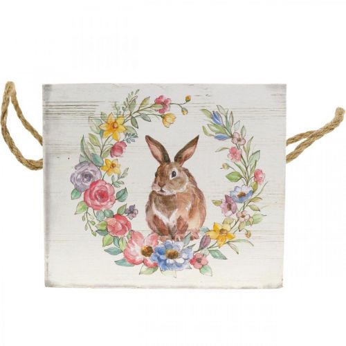 Floristik24 Dekorkruka Shabby Wood Vit Kaninkruka 12×14×14cm